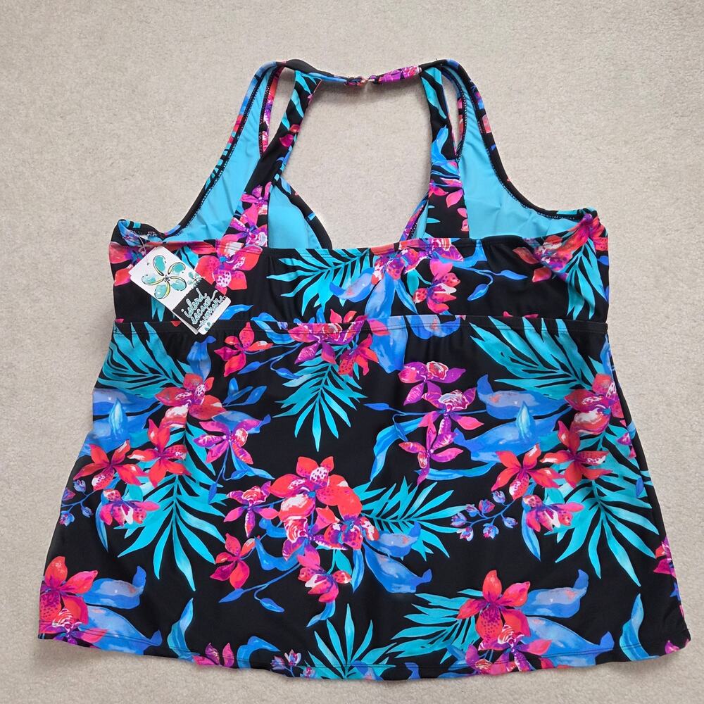 NWT Island Escape 24W Halter Tankini Swimwear Underwire Plunging V-Neck - Picture 3 of 11